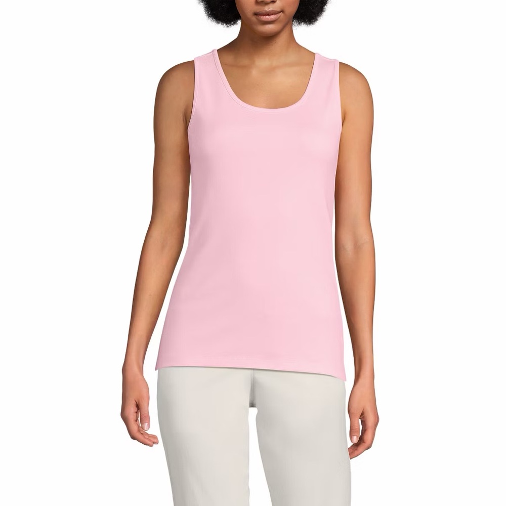 Lands' End Women's Pink Cotton Tank Top